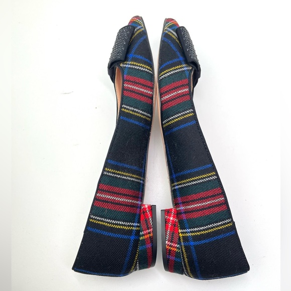J. Crew Pointy Toe Tartan Plaid Flats with Crystal Embellished Bow - Picture 7 of 11
